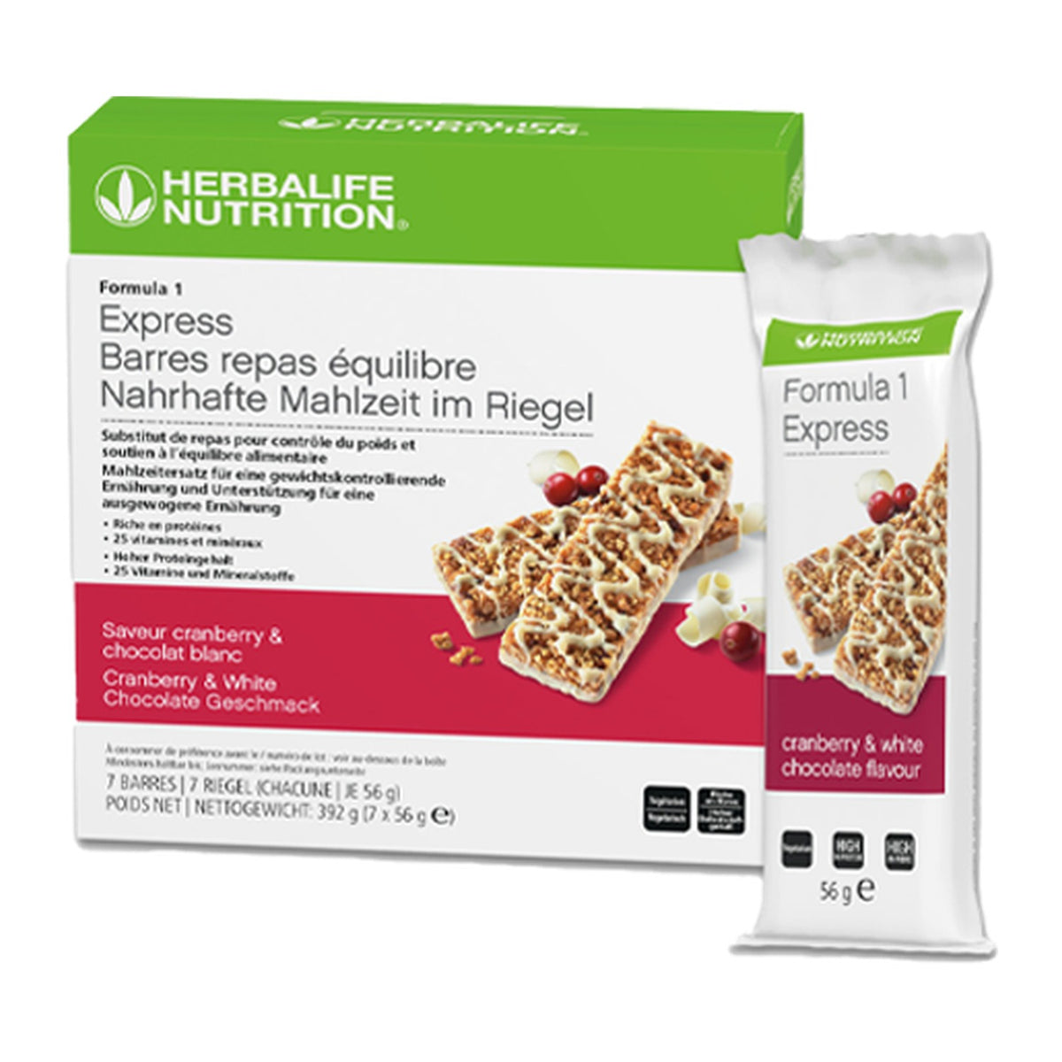 Formula 1 Express Riegel — Cranberry und Weisse Schokolade 7x56g
